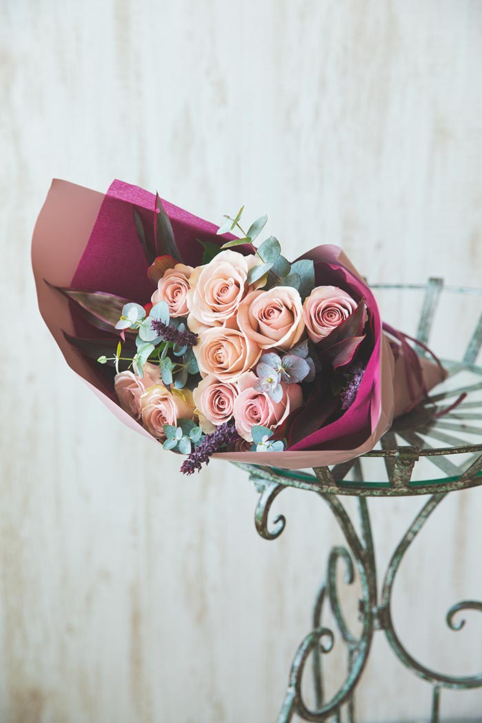ローズ花束 アンティーク薄ピンク 1003 Size 100 公式 Hanaprime 花と植物のギフト通販