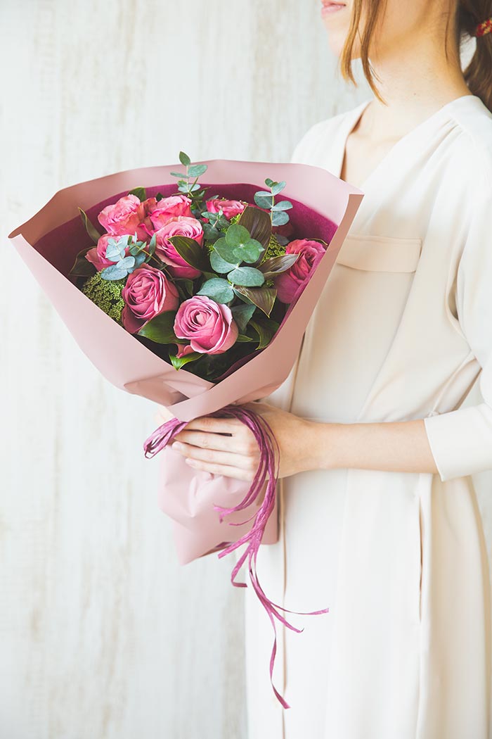 花束 スタンダードブーケ アンティーク濃ピンク #1004 size:80の写真1枚目