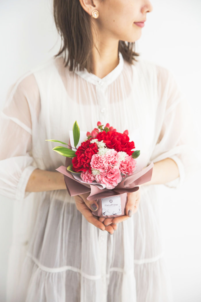 母の日 Special そのまま飾れる花束・ブーケ #1019 size:S REDの写真3枚目