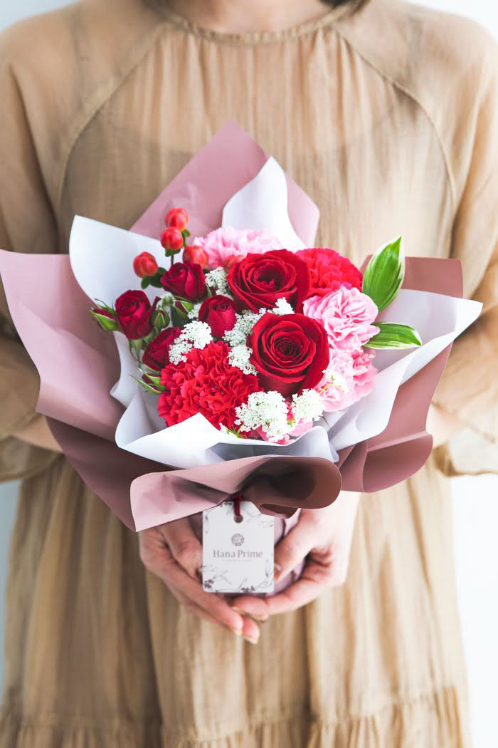 母の日 Special そのまま飾れる花束・ブーケ #1020 size:M RED 