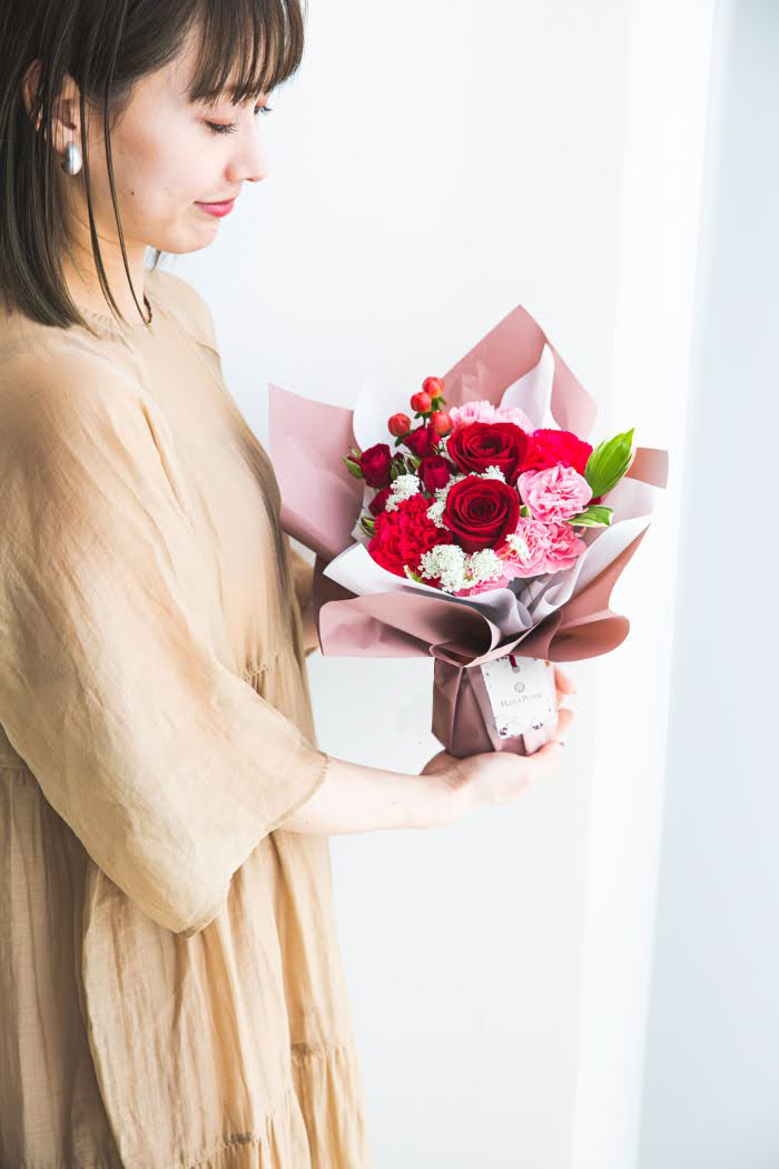 母の日 Special そのまま飾れる花束・ブーケ #1020 size:M REDの写真4枚目