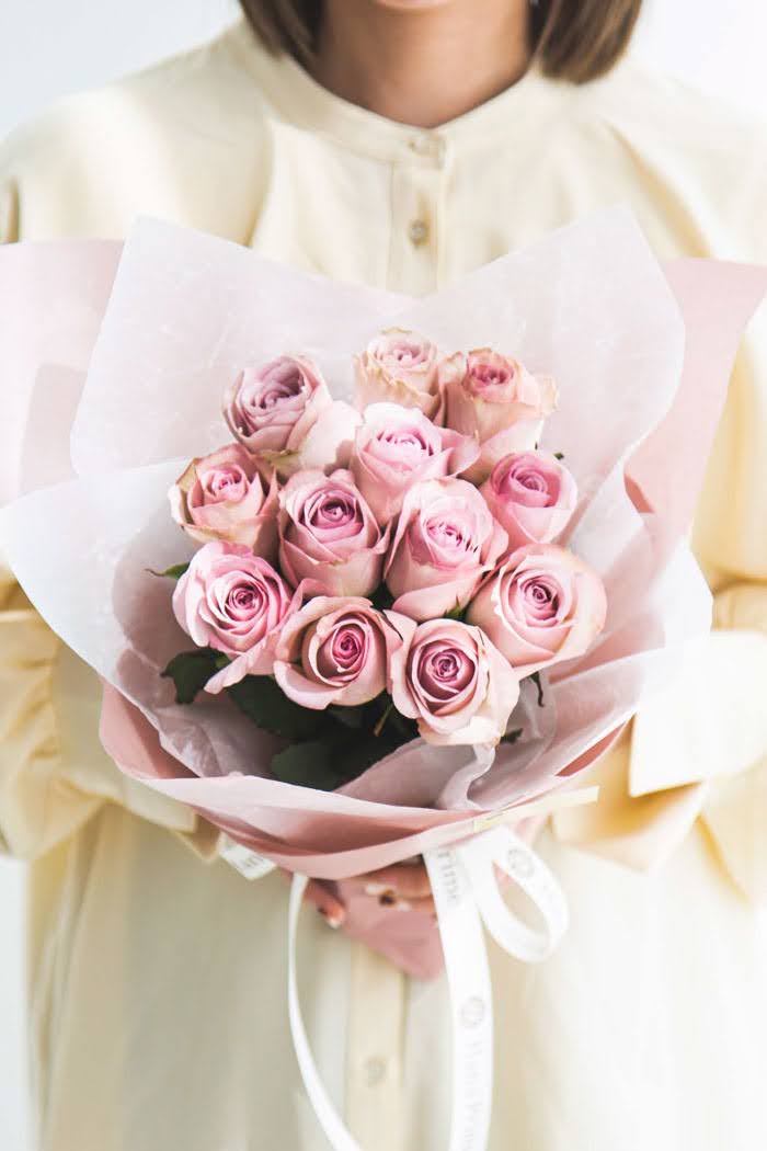 花束 ローズブーケ国産バラ 12本 1106 Size 80 アンティーク薄pnk 公式 Hanaprime 花と植物のギフト通販