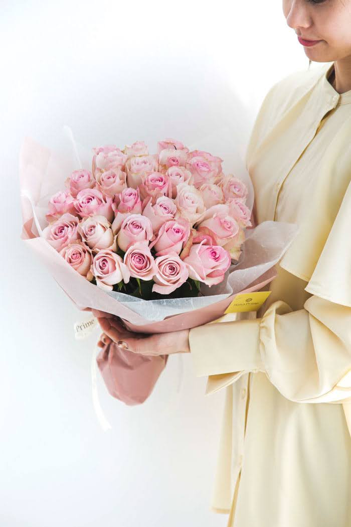 花束 ローズブーケバラ 30本 #1108 size:100 アンティーク薄PNKの写真3枚目