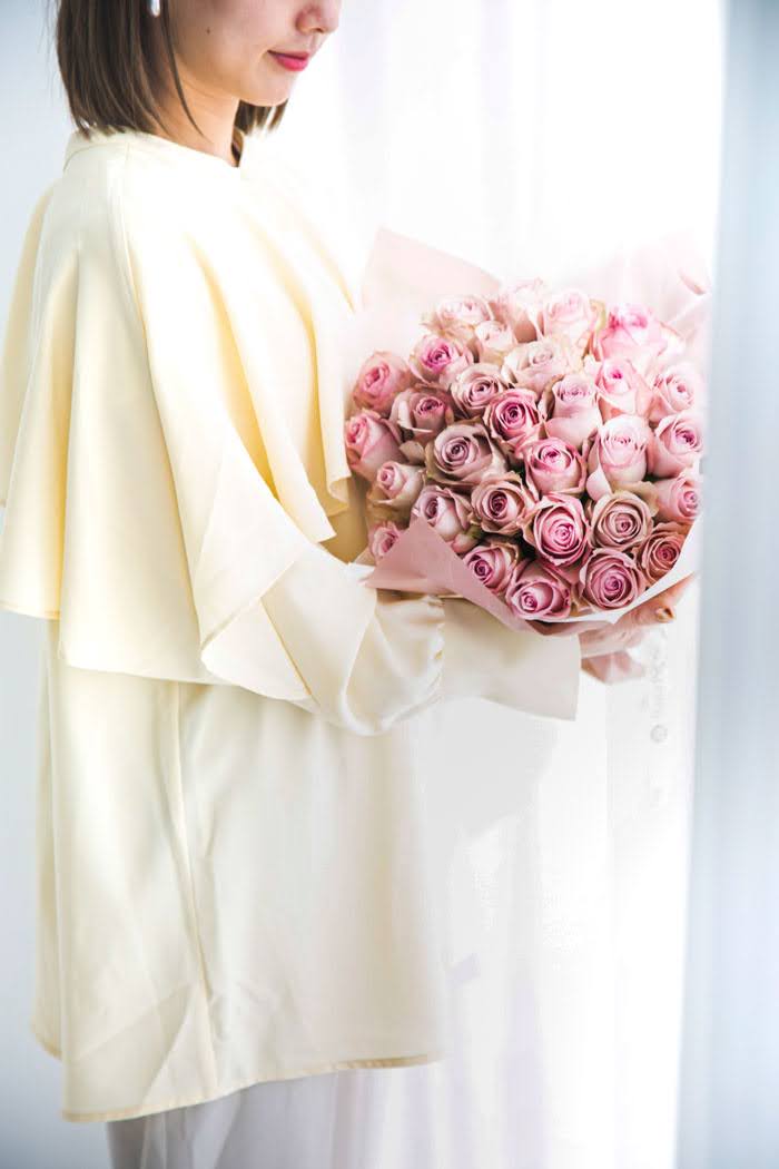 花束 ローズブーケバラ 30本 #1108 size:100 アンティーク薄PNKの写真5枚目