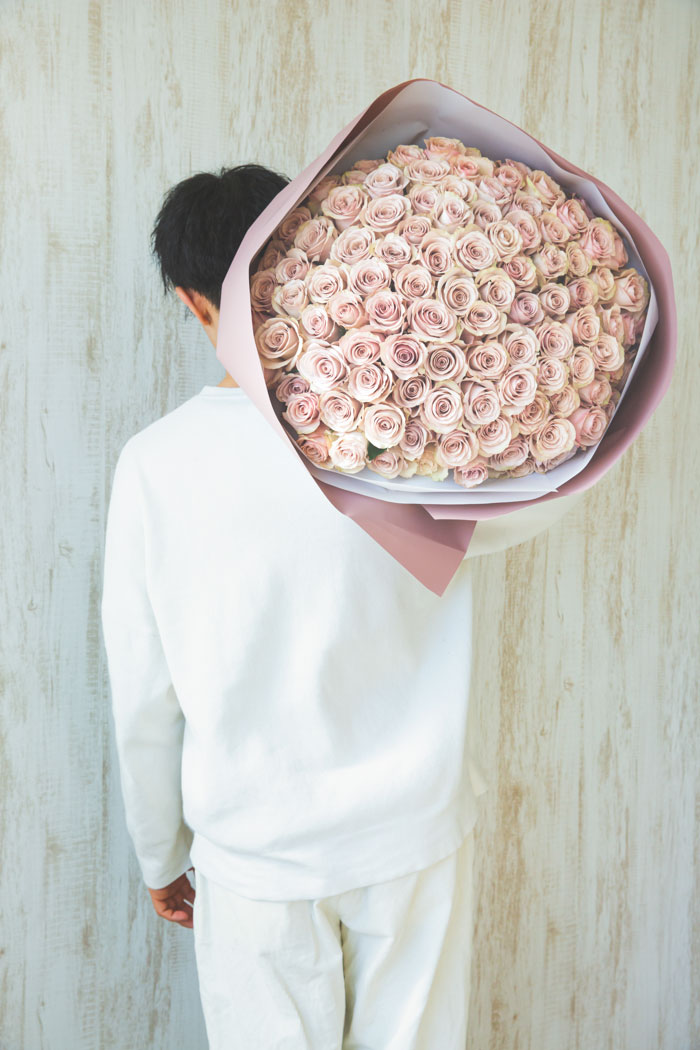 花束 ローズブーケ バラ 108本 #1111 アンティーク薄PNKの写真5枚目