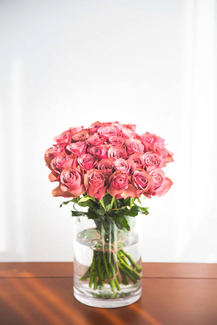 花束 ローズブーケバラ 30本 #1124 size:100 アンティーク濃ピンク