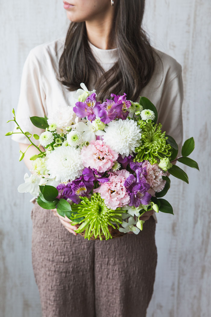 アレンジメント バスケット #1125 size:100の写真1枚目