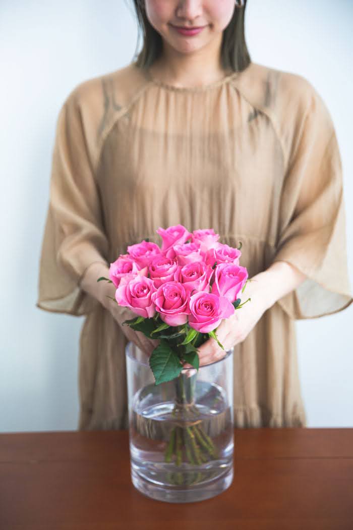花束 ローズブーケバラ 12本 #1127 size:80 PNK｜HanaPrime（ハナ