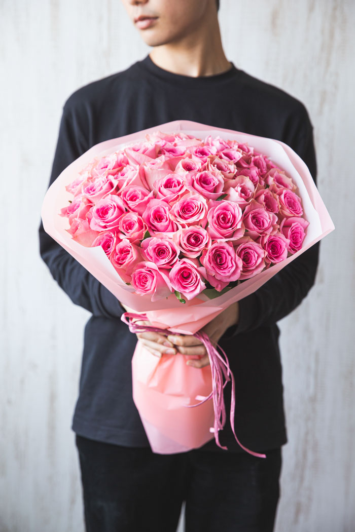 花束 ローズブーケ 国産バラ 50本 1132 Size 1 Pnk 公式 Hanaprime 花と植物のギフト通販