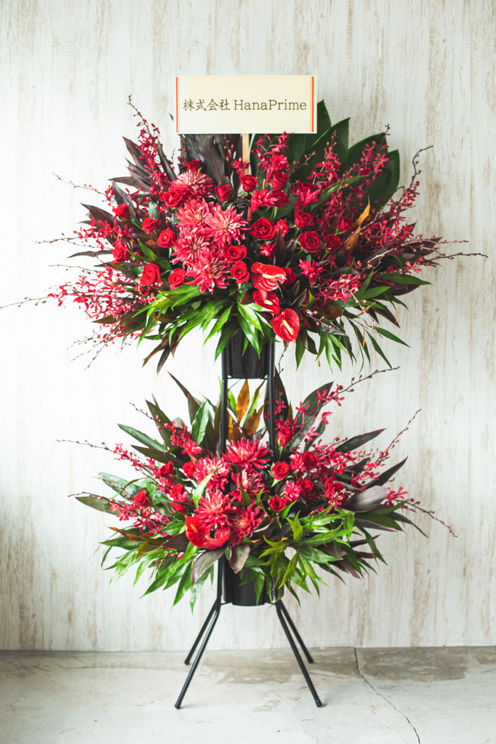 スタンド花 2段 レッド #1228の写真4枚目