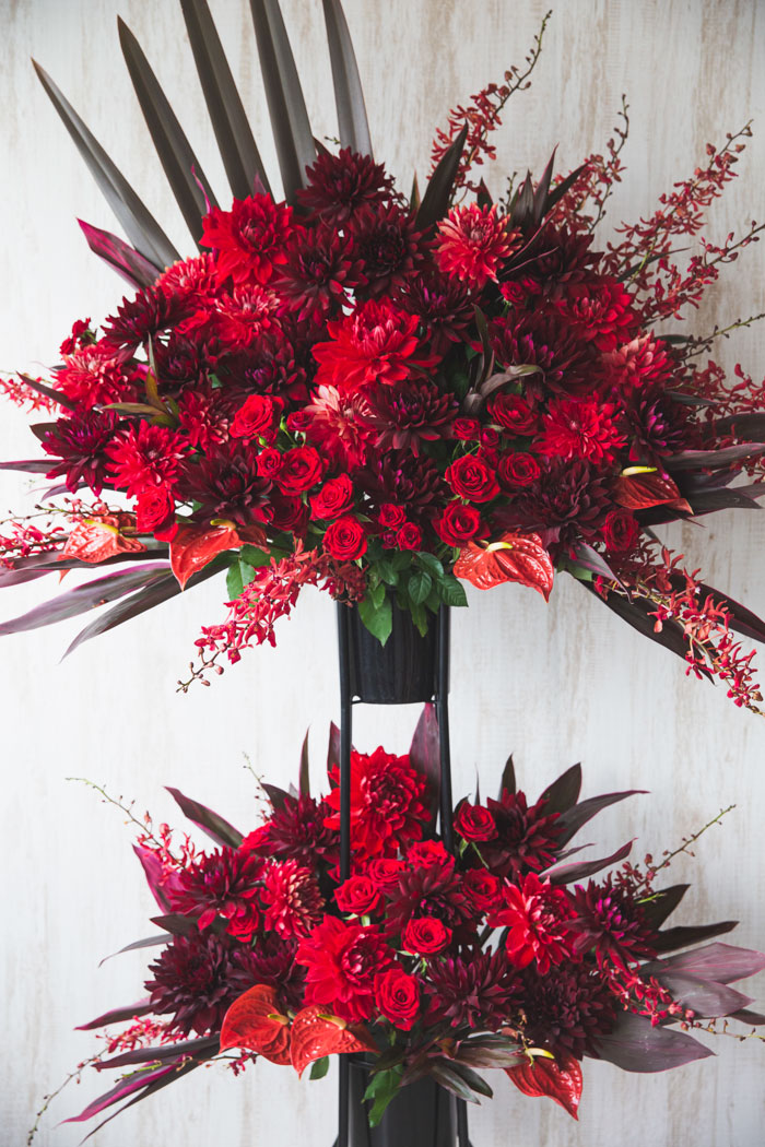 スタンド花 2段 ワインレッド 1272 公式 Hanaprime 花と植物のギフト通販