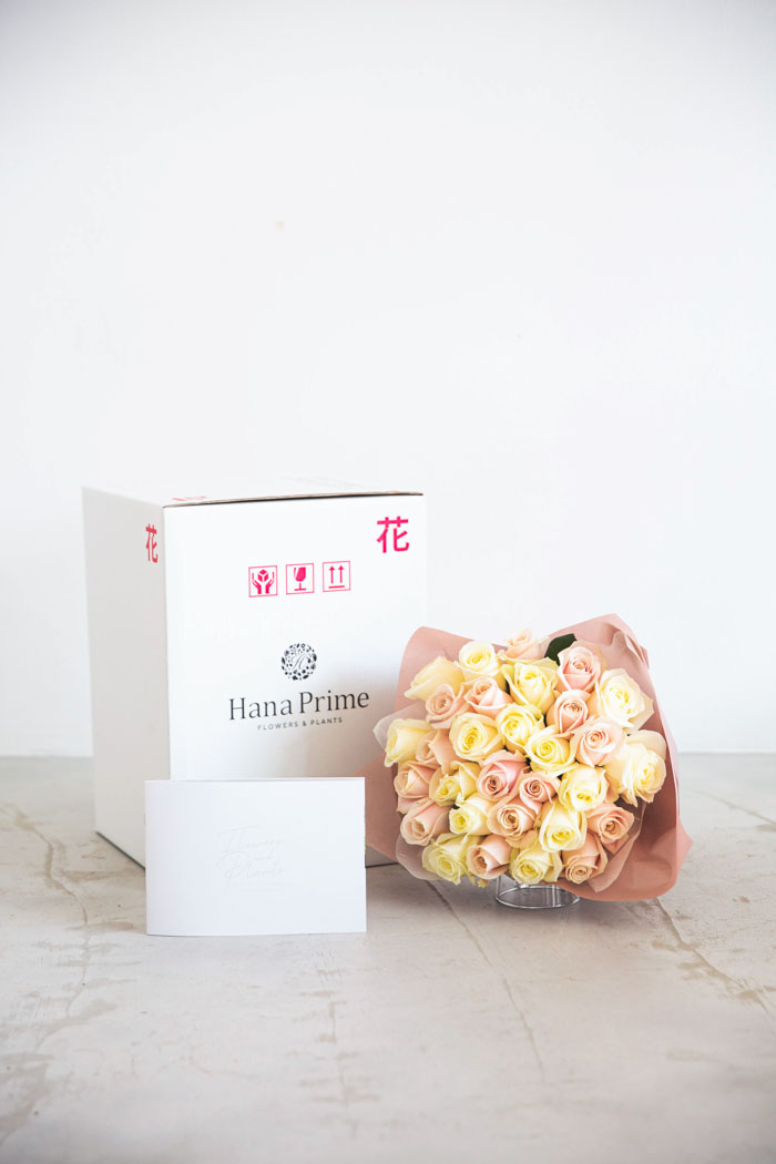 花束 ローズブーケ バラ 30本クロス #1402 size:100 薄PNK×WHTの写真6枚目