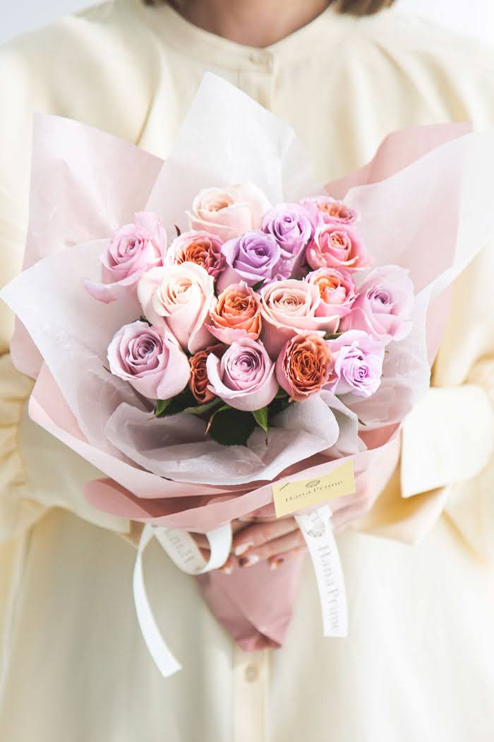 花束 ローズブーケ バラ 12本 PNK MIX #1483 size:80の写真4枚目