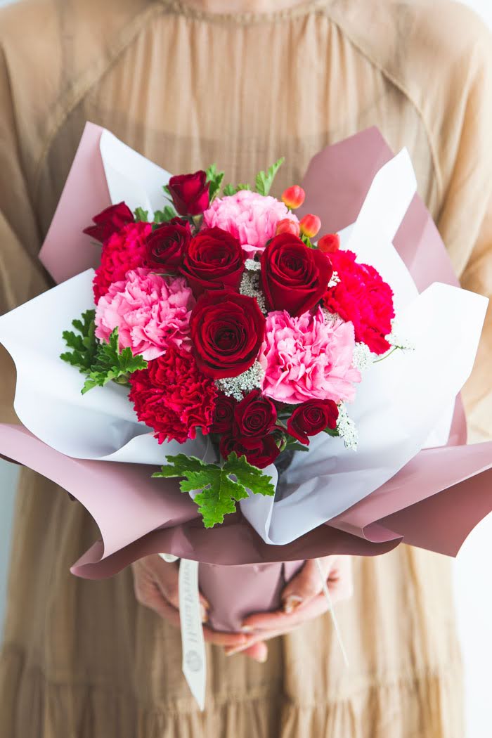 母の日 Special そのまま飾れる花束 #1495 size:100　RED