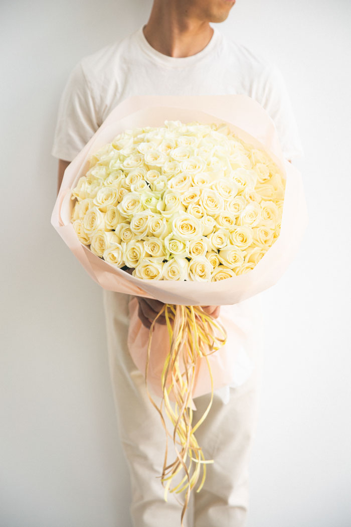 花束 ローズブーケ バラ 108本 #1554　WHTの写真3枚目