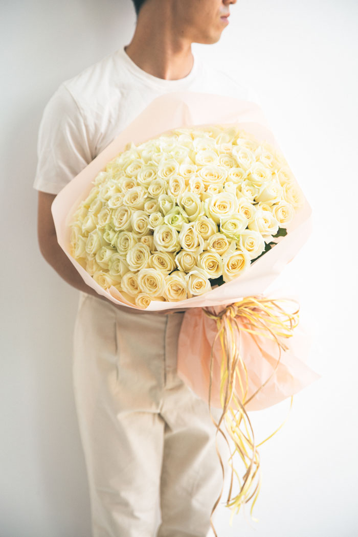花束 ローズブーケ バラ 108本 #1554　WHTの写真4枚目