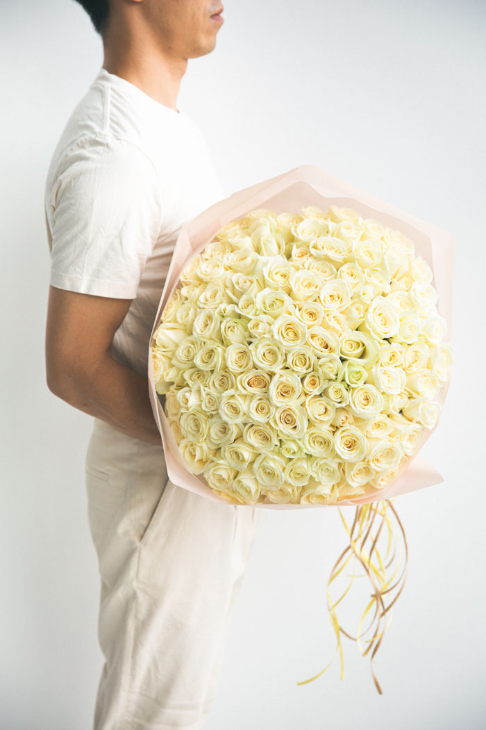 花束 ローズブーケ バラ 108本 #1554　WHTの写真5枚目