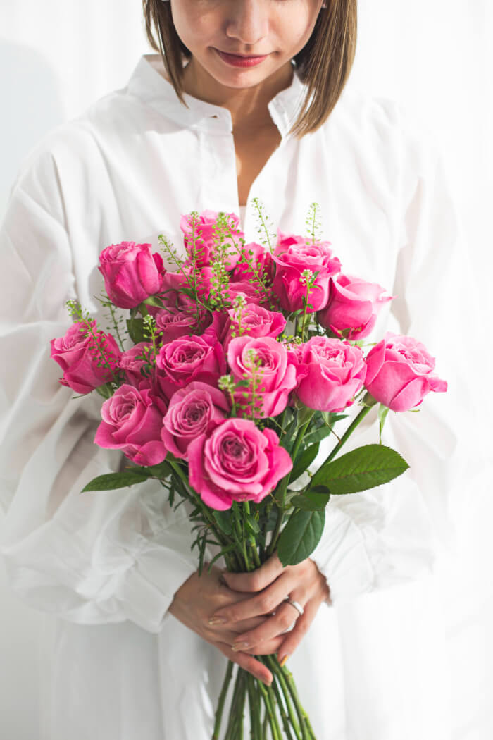 スタンダード バラ 大輪 ピンク 品種おまかせ 3本　size:80