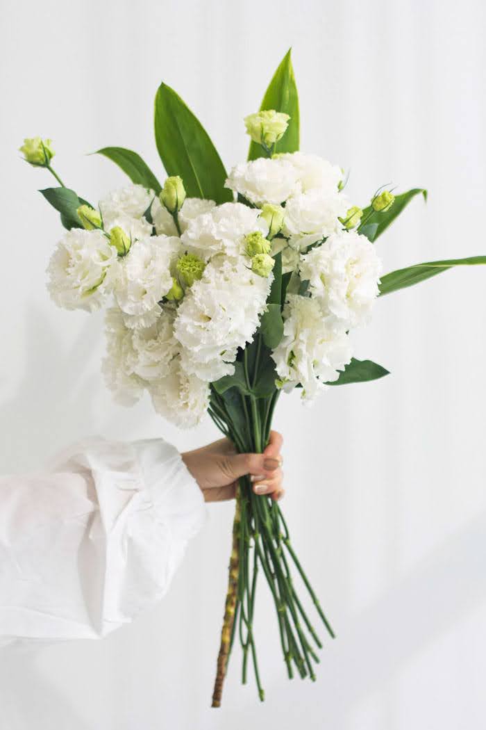 トルコキキョウ八重 大輪 白 品種おまかせ 3本 size:80｜HanaPrime