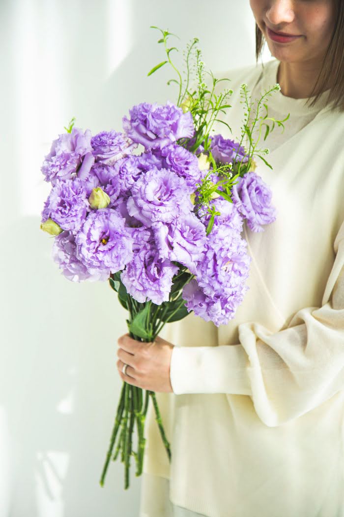 トルコキキョウ八重 大輪 紫 品種おまかせ 3本　size:80