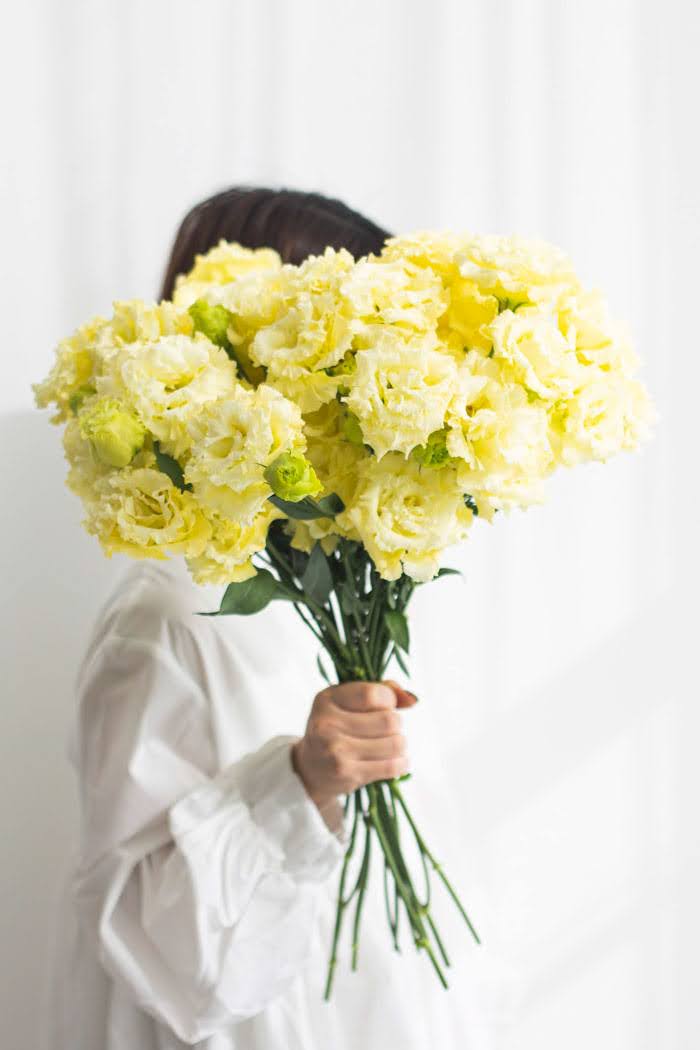 トルコキキョウ八重 大輪 イエロー 品種おまかせ 3本　size:80