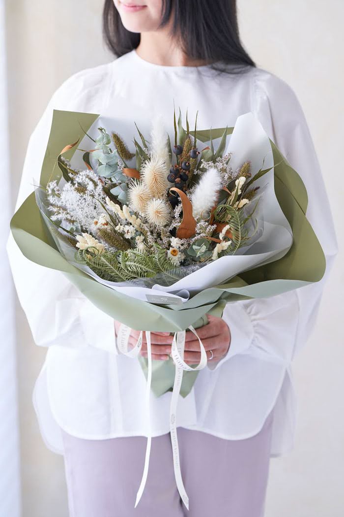 ドライブーケ ホワイトグリーン size:100 #1776の写真2枚目