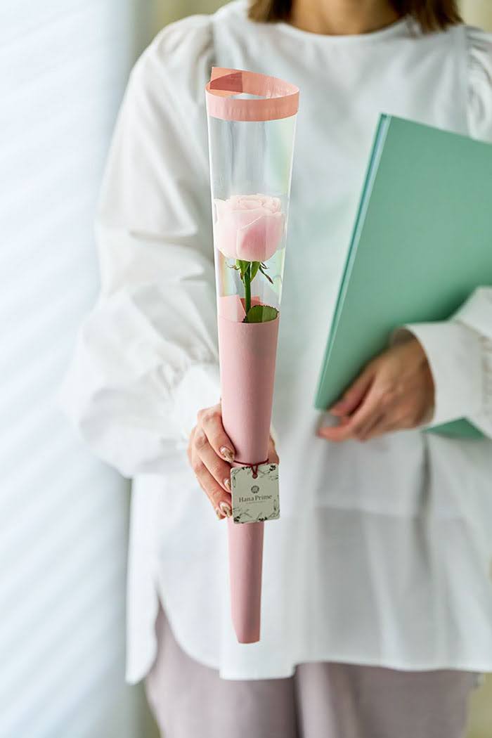 ピンクバラ1輪 ローズ5束セット #1833