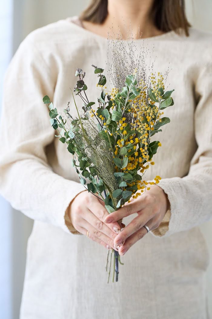 ◇ドライフラワーリース◇spring 漬け natural◇ミモザ◇プレゼント