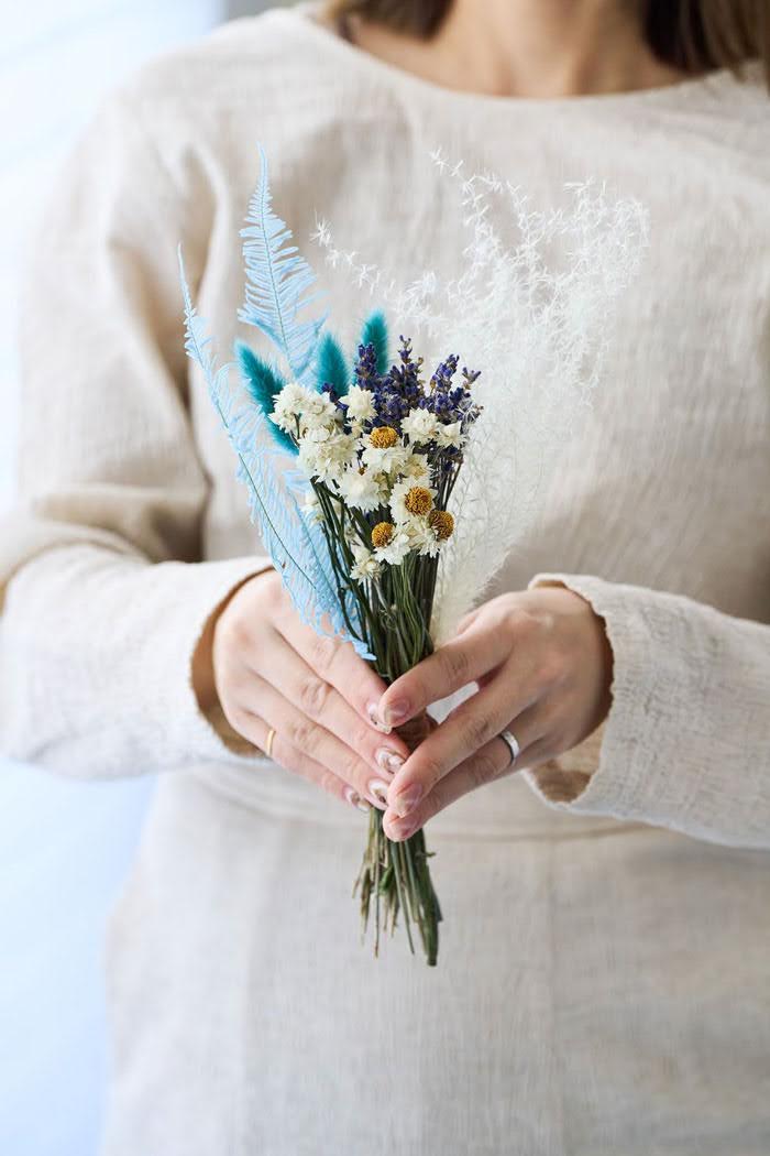 ドライフラワーミニ花束 size:S #1843ホワイトブルー