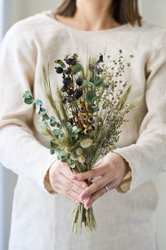 ドライフラワーミニ花束 size:M #1845 グリーン