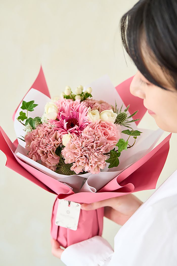 母の日 Special そのまま飾れる花束  #1856 size:M くすみPINKの写真3枚目