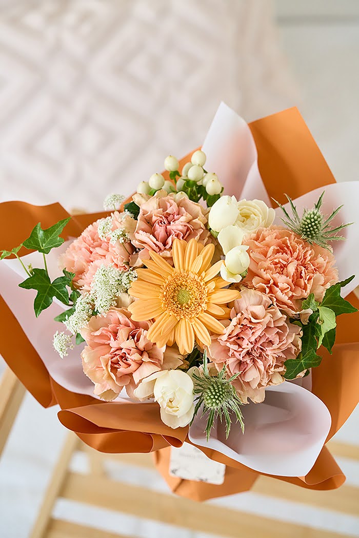 母の日 Special そのまま飾れる花束  #1857 size:M くすみORANGEの写真5枚目