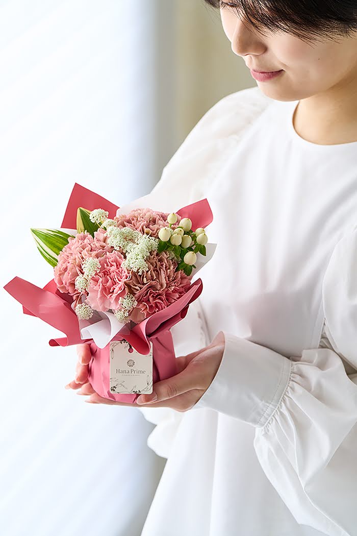 母の日 Special そのまま飾れる花束 #1858 size:S くすみPINKの写真2枚目