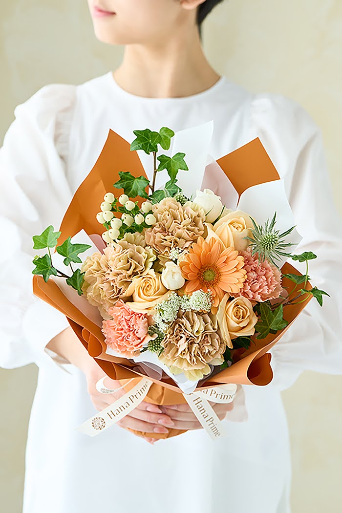 母の日 Special そのまま飾れる花束 #1860 size:L くすみORANGE