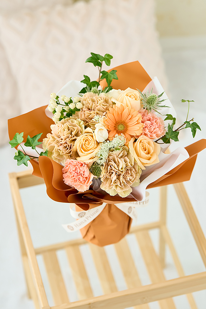 母の日 Special そのまま飾れる花束 #1860 size:L くすみORANGEの写真2枚目