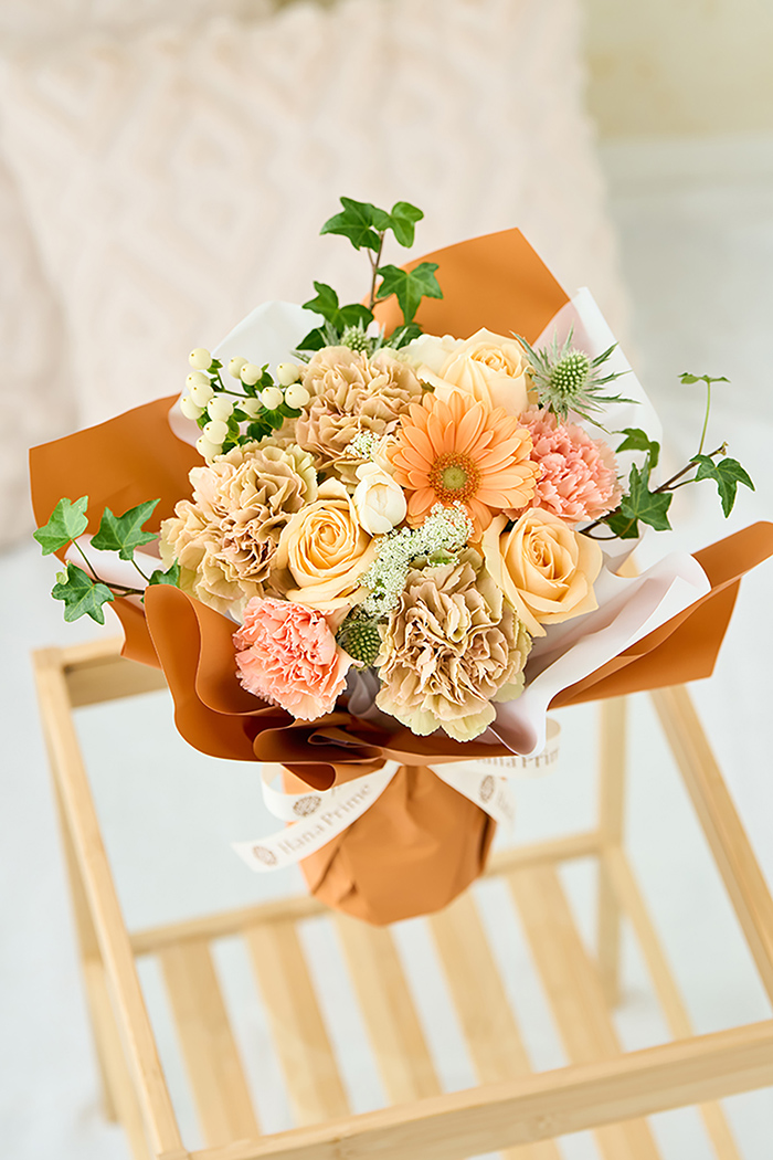 母の日 Special そのまま飾れる花束 #1860 size:L くすみORANGE