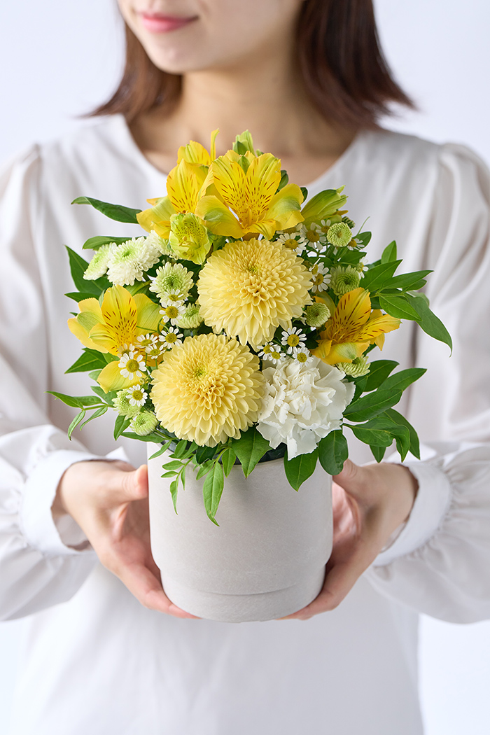 アレンジメント イエロー  #1884 size:80の写真1枚目