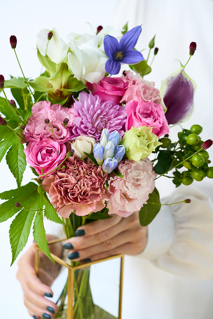 敬老の日 ギフト 花束 季節のブーケ  ピンク#1901 size:100の写真4枚目