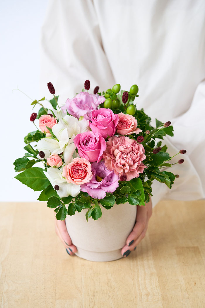 アレンジメント 季節のアレンジ ピンク#1910 size:80の写真5枚目