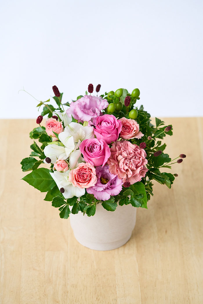 アレンジメント 季節のアレンジ ピンク#1910 size:80の写真6枚目