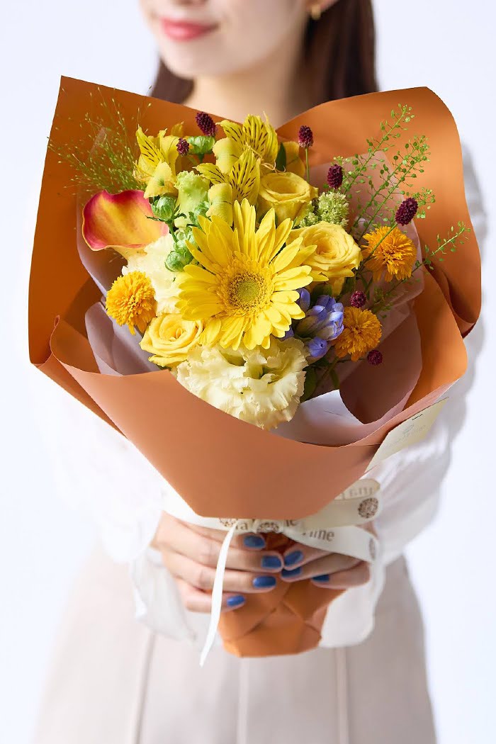 花束 季節のブーケ  イエロー #1912 size:80の写真1枚目