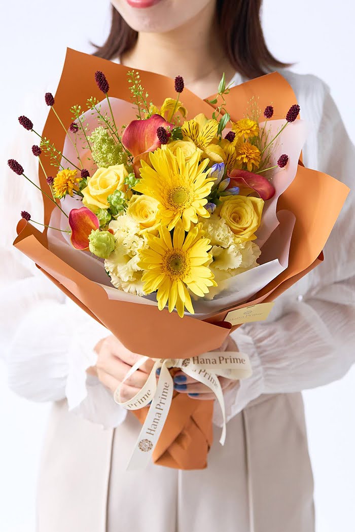 花束 季節のブーケ  イエロー #1913 size:100の写真1枚目