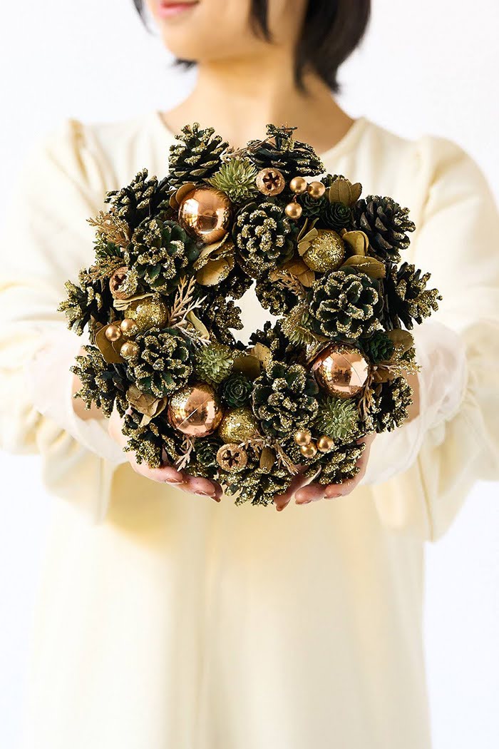 クリスマスリース ゴールド S #1956の写真1枚目