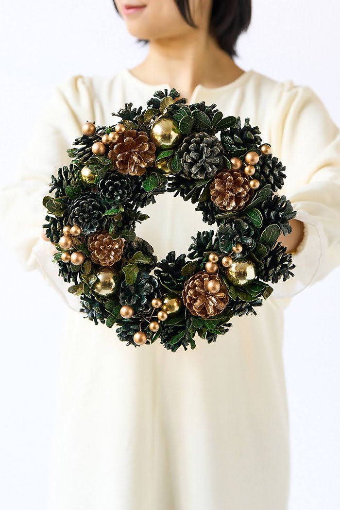 クリスマスリース ブルーグリーン M #1960の写真1枚目