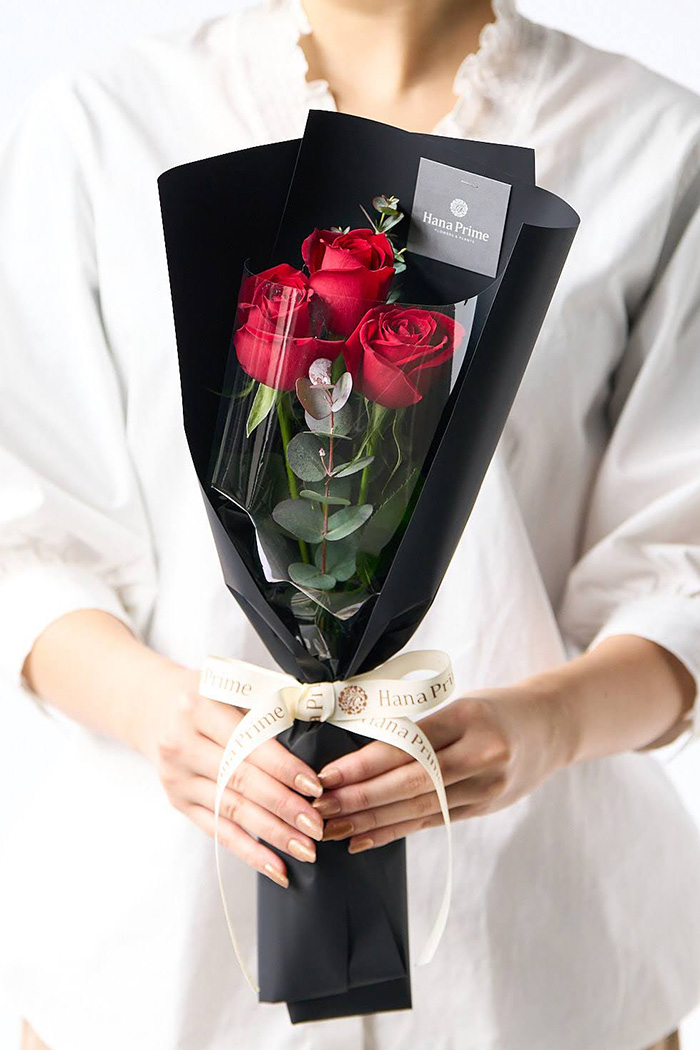 バレンタイン限定 ローズブーケ3本〜 Red/Blk size80 #1976