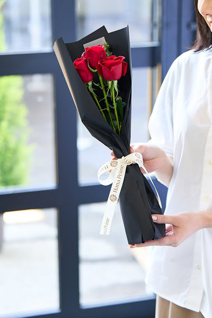 バレンタイン限定 ローズブーケ3本〜 Red/Blk size80 #1976