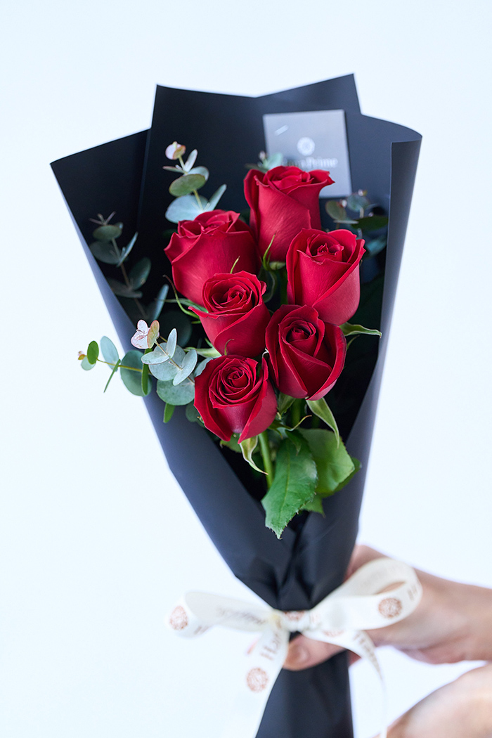 バレンタイン限定 ローズブーケ3本〜 Red/Blk size80 #1976｜HanaPrime