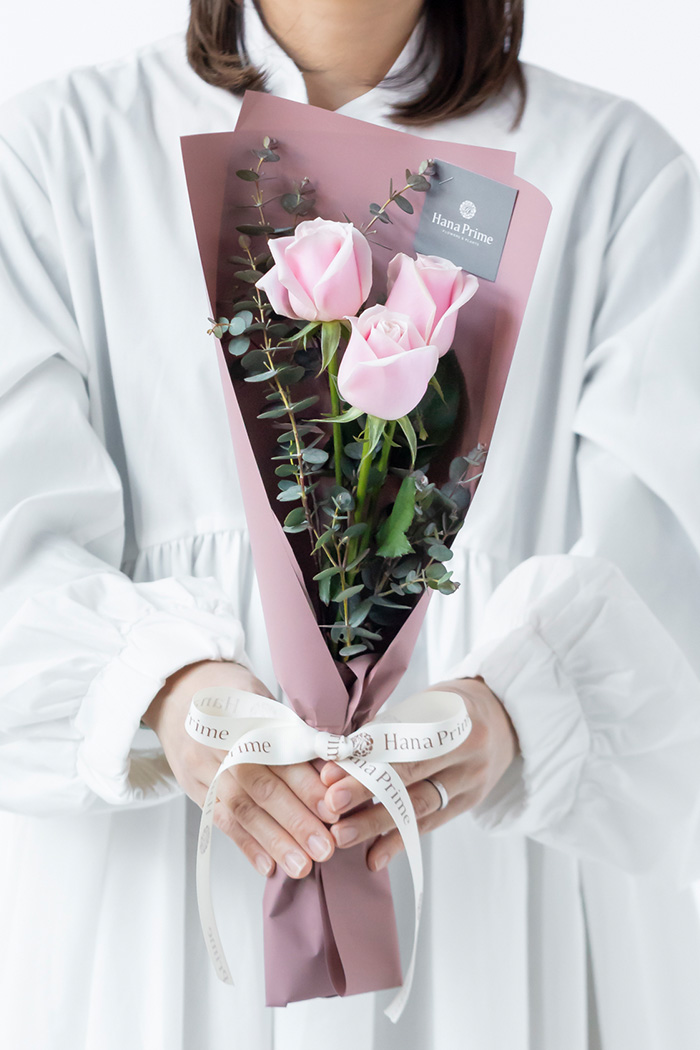 バレンタイン限定 ローズブーケ3本〜 Pink size80 #1977