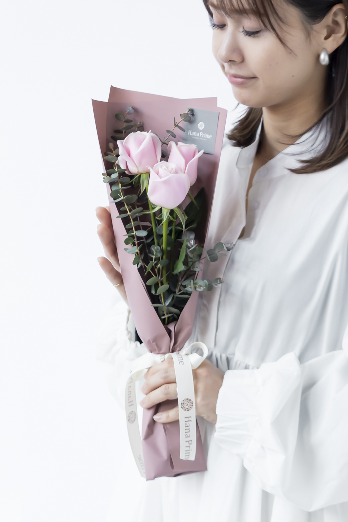 バレンタイン限定 ローズブーケ3本〜 Pink size80 #1977の写真3枚目