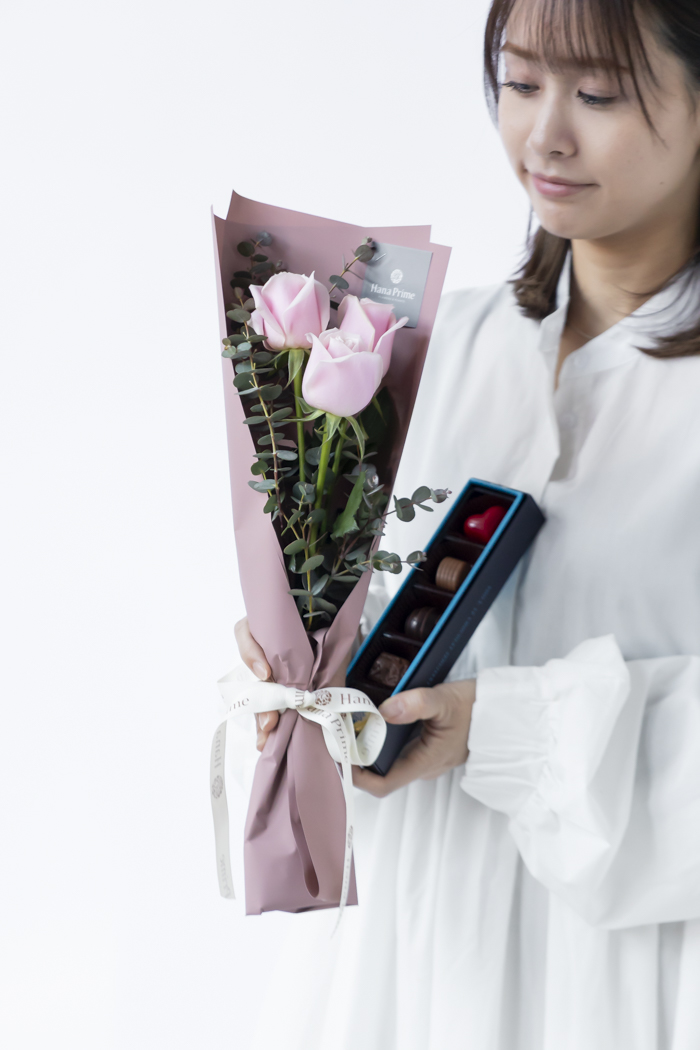 バレンタイン限定 ローズブーケ3本〜 Pink size80 #1977の写真8枚目